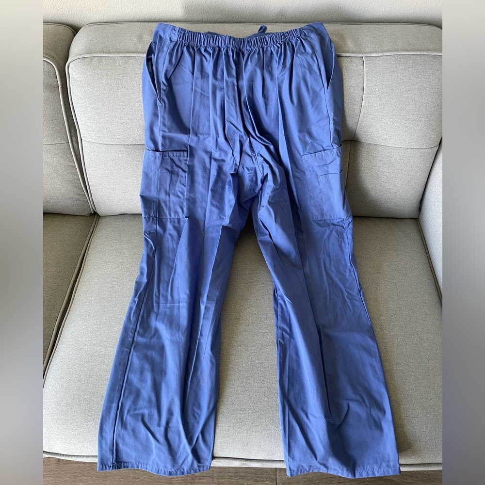 3 sets (tops+pants) of BRAND NEW medium ceil blue M&M scrubs!